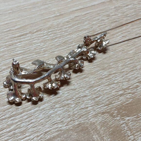 Vintage Silver Tone with Purple Faux Stone Flower Metal Pin Brooch #4 - Picture 6 of 11